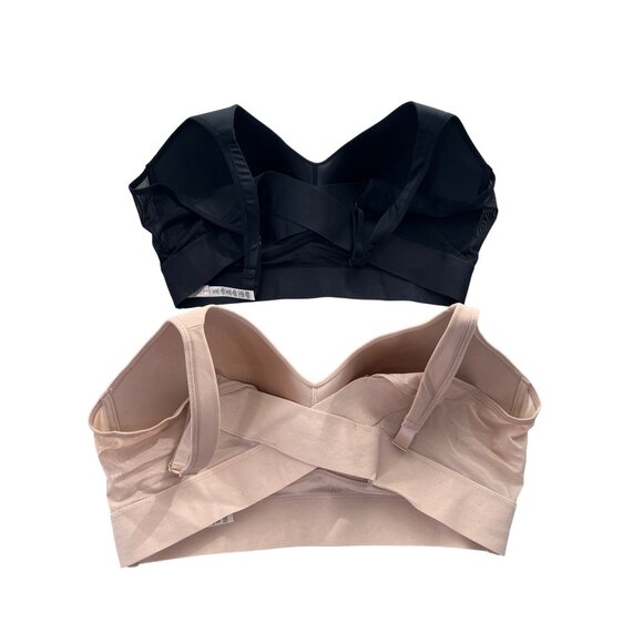 Rhonda Shear 2 Pack Molded Cup Bra with Wrap Back Size 1X Black Beige 622.1 - Picture 3 of 10